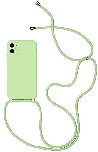 Alihtte Coque pour iPhone 11 avec Cordon de Collier, Coque pour iPhone 11 Souple Silicone TPU Bumper Etui Housse avec Cordon Réglable Lanyard Case pour iPhone 11 Mince Collier Cover-Vert Matcha