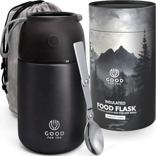 GOOD FOR YOU - Thermobehälter aus Edelstahl, pulverbeschichtet, Schwarz, 730 ml