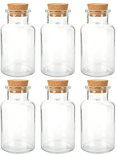Schramm® Gewürzgläser 300ml rund wählbar 6, 12 oder 24 Stück 14 x 6,8 cm mit Kork Verschluss inkl. Etiketten verschiedene Anzahl wählbar Aufbewahrungsgläser, Größe:6 Stück