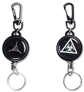 Porte-clés Yoyo Motif de laser,2 Pièces Enrouleur Rétractable Longueur avec Ressort Renforcé et Cordon Résistant,pour des Cartes d'identité avec Porte-clés Clip de Ceinture et le Crochet de Serrage