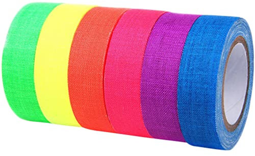 ULTECHNOVO 6rollen Fluoreszierendes Klebeband Für Schwarzlicht Leuchtendes Gewebeband Neon-partydekorationen Für Wände Türen Und Böden Uv-aktivierendes Leuchtband Für Events Und Bühnen