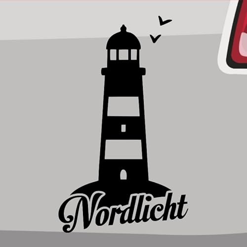 Generisch Leuchtturm Nordlicht Aufkleber Sticker Moin Moin Sylt Urlaub Strand See 20x12cm Farbe: Schwarz