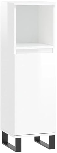 vidaXL Badschrank, Badezimmerschrank mit viel Stauraum, Badkommode mit Eisenbeinen, Aufbewahrungsschrank Bad Badezimmermöbel Badmöbel, Hochglanz Weiß Holzwerkstoff