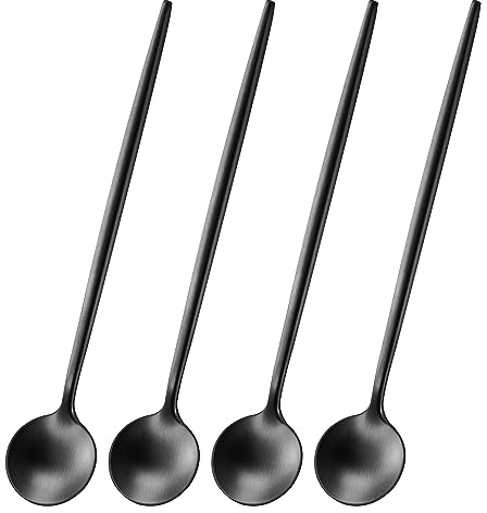 DEHOV 4 PCS 6.7 Inches Satin Black Stainless Steel 18/10 Coffee Spoons,Iced Tea Spoon,Espresso Stirring Spoons,Matte Black SS304 Teaspoons,Dessert Spoon,Long Coffee Spoons accessories