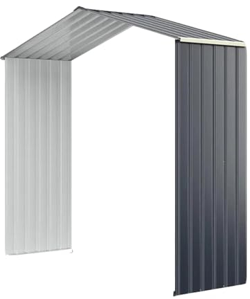 HOMASIS Cobertizo metálico para Herramientas, con 4 Ventanas de ventilación y 2 Puertas, cobertizo de jardín con tejado Resistente a la Intemperie obertizo, Gris (Sólo extendido 213x64x195cm)