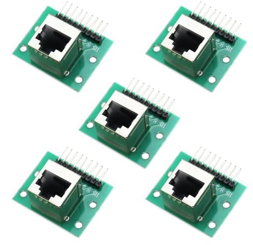 CEMYDEYO 5 Stück RJ45 Stecker Breakout Board 8 Pin Netzwerkanschluss auf Schraubklemmen Adapter Testplatine mit PCB-Platine (Vertikale Buchse)