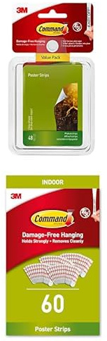 Command Poster Strips, Value Pack, 108 Adhesive Strips, White - Ideal for Hanging Posters, Schedules, Calendars or Pictures without Frames. Official manufacturer branded pack