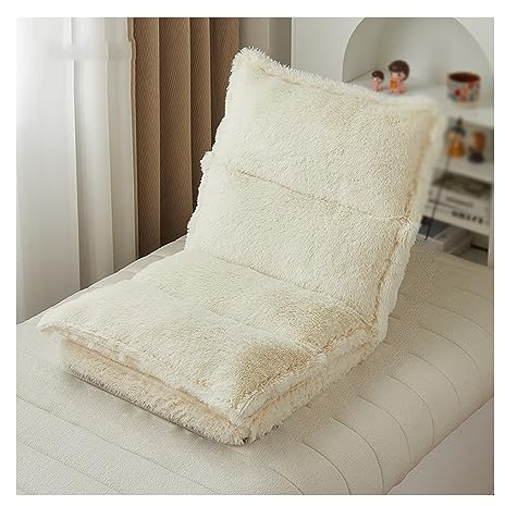Bodenstuhl, Chaiselongue-Sofa mit Rückenstütze, klappbarer Couch-Liegestuhl mit 5 verstellbaren Positionen für Bürobalkon, abnehmbar und waschbar (Farbe: Beige, Größe: 22 x 21,5 x 21,5 Zoll)