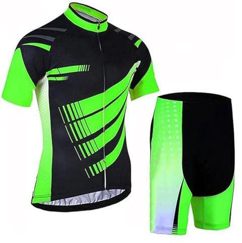 Herren Radtrikot Set Fahrrad Kurzarm Set + Männer Radhose mit 9D Sitzpolster MTB Fahrradbekleidung Schnell Trocknend Atmungsaktiv Fahrradbekleidung (A-3,4XL)