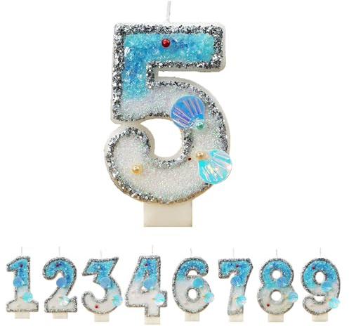 Bolosa Kerze 5 Geburtstag, Geburtstagskerze 5 Blau, 5. Geburtstag Junge, Kerze 5 Geburtstag Junge Geburtstagskerzen Kinder, Geburtstagskerzen Zahlen Kerzen, Für Kindergeburtstage, Jubiläen(5)
