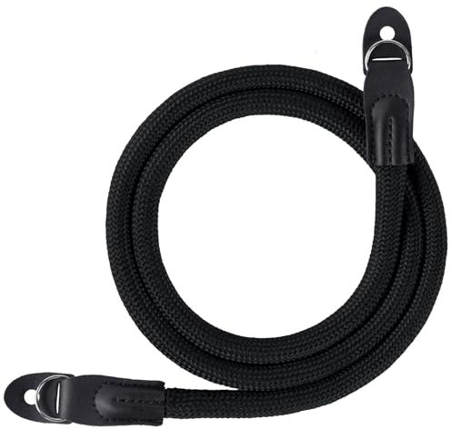 flintronic Sangle Appareil Photo, Bandoulière en Corde en Nylon, Courroie de Cou pour Appareil Photo, pour Canon, Appareils Photo pour Les Caméras Nikon, Sony, Fujifilm, Olympus, Leica Noir - 102 cm