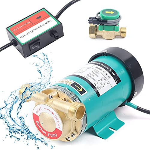 Hot Water Circulator Pump, 120W Automatic Booster Pump, 2850r/min Hot Water Central Heating Pump, 25L/min Flow Rate Heat Pump, 15m/50ft Head Shower Pump