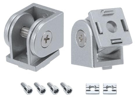 sourcing map 2Pcs Die-Cast Aluminum Pivot Joint 180°Adjustable Flexible Pivot Joint Connector with M6 Screws for 2020 Series Aluminum Extrusion Profile, Aperture 6mm, Silver Tone