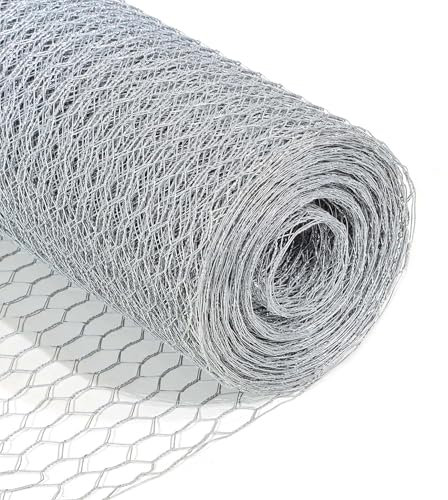 Wiltec Volierendraht 1 x 5 m, Hasendraht mit 6,3 mm Maschenweite viereckig, Kaninchendraht Stahl verzinkt, wetterfester Hühnerdraht für Gehege