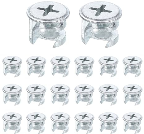 sourcing map Furniture Cam Lock Fasteners 12 x 10mm, 20Pcs Cam Lock Nut Connectors Fittings, Joint Connector Locking Nuts for Cabinet, Drawer, Wardrobe, Panel Connecting, White