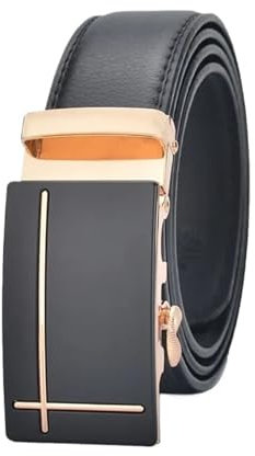 LSHMING Men Elts for Men Plus Gürtel aus legiertem Metall mit automatischer Schnalle(160cm,Goldbuckle Black)