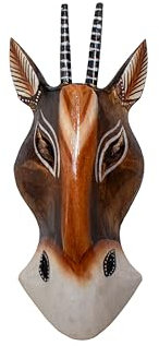 Woru Maske Antilope, Holz-Maske aus Bali, Wandmaske (20 cm)