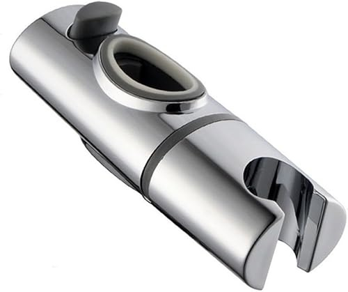 Duschstangenschieber, Duschkopfhalter, Ersatz-Handbrausenhalterung, speziell for ovale Gleitstangen, höhenverstellbarer Sprüherhalter an der Schiene, ABS-Chrom(32x17mm)