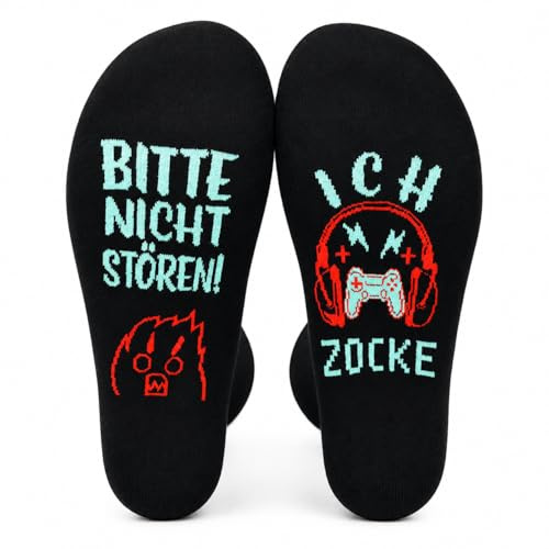 Lustige Gaming Socken Gamer Geschenk Mit Spruch Spruch Bitte Nicht Stören Ich Zocke Fun Zocken Socken Neuheit Baumwoll Wintersocken Rutschfeste Haussocken Männer Herren Frauen Teenager Geburtstag