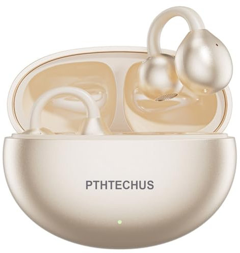 PTHTECHUS Écouteurs Bluetooth sans Fil Sport - Casque Ouvert à Clip, Casque Bluetooth Sport 5.4, 8H Autonomie, 4.3g Léger, Adapté Cyclisme Course à Pied & Gym, Or Brillant