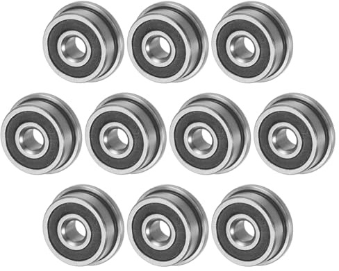 M METERXITY 10-Pack F623-2RS Flanged Ball Bearing, 3mm x 10mm x 4mm Double Rubber Seal Chrome (GCr15) Steel Deep Groove Ball Bearings for Wheelbarrow/Printer/Fax Machines/Power Tools