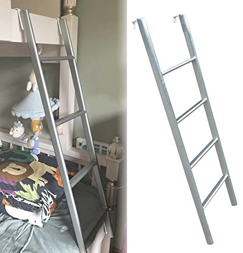 GXXINGIN Scala per Letto a Castello, scaletta Regolabile per Letto Singolo, Scala a pioli a 4/5 pioli con Ganci, per Camera da Letto/Letto a Castello/Letti rialzati/Camera a Castello (Colore: Argento
