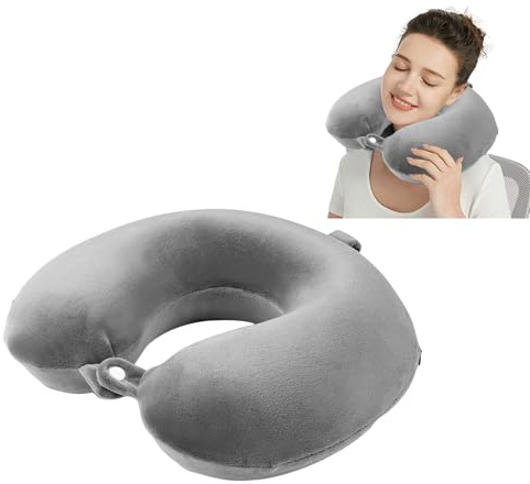 Hominas Cuscino da viaggio in memory foam morbido a forma di U cuscino portatile di supporto per il collo per treno aereo