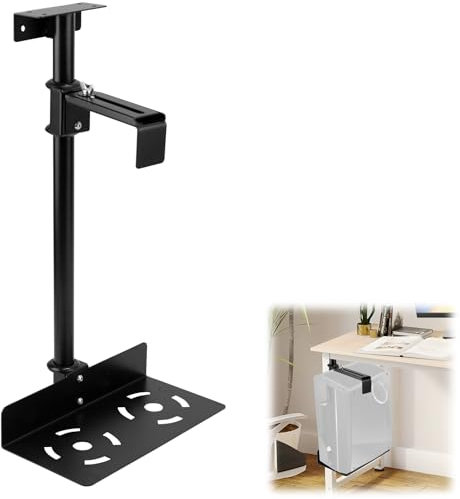 JAOGAUS Support PC sous Bureau, Support Tour PC sous Bureau Mural Réglable en Hauteur & Largeur, Rotation 360°, Plateau Boîtier d'Ordinateur pour Maison, Salle de Jeu