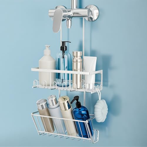 HouseUp Duschablage Ohne Bohren Hängen | Duschregal Hängen Shampoo Halterung Für Dusche Duschkorb Dusche Halterung Shower Shelf Bad Regal Seifenhalter, Silver