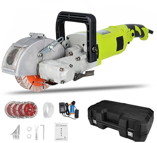 Machine à rainurer pour une découpe précise des rainures, largeur réglable de 0 à 37 mm avec rainure à angle mort à 360°, comprend 5 lames pour murs et sols