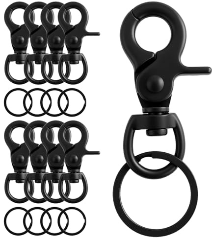 8 Pcs Mosquetón Giratorio,360°Cierre Giratorio Con Articulación Giratoria Con Mosquetón Llavero, Mosquetone Pequeños De Aleación De Zinc, Mosquetone Pequeños De Negro Para Correas De Perro Llave