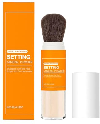 Antitranspirant Translucent Mineral Powder | Langzeit Schweiß & Öl-Kontrolle | Mattierend | Mit Pinsel | Für Gesicht, Stirn & Kopfhaut | Nicht Fettend (1 pc, 1)