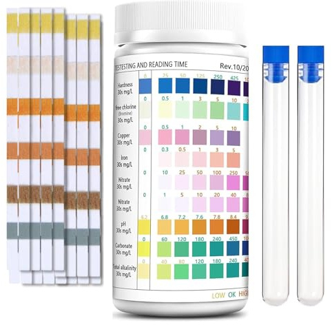 Teststreifen Aquarium, Aquarium Zubehör FüR RegelmäßIge WasserqualitäTskontroll, Nitrit Teststreifen, 100 StüCk Inklusive 2 TeströHrchen, Wassertest FüR Aquarien