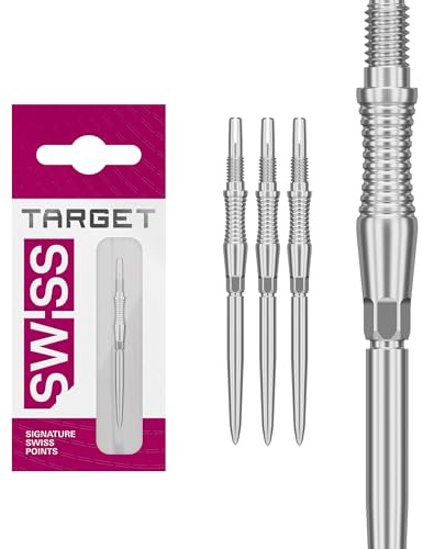 TARGET Darts Swiss Point Storm Dart-poäng, RST (3-pack uppsättning tips) 30 mm/35 mm/42 mm – guld/silver/svart | ändra pilpoäng, schweiziska stormpoäng, professionella darttillbehör