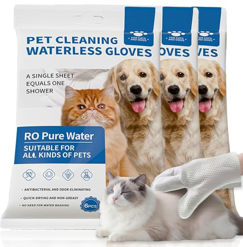 Guoxintech Pet Cleaning Gloves for Dogs and Cats | 18PCS Thickened Hypoallergenic Grooming Wipes | Waterless Bath Mitt for Paws, Fur, Face, Ears and Body | Travel-Friendly and Lick-Safe