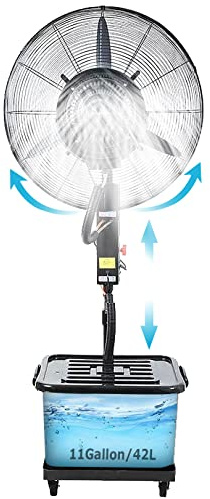 OUKMXSY Ventilatore nebulizzatore oscillante Portatile, Ventilatore nebulizzatore da Esterno con Altezza Regolabile per Il Raffreddamento, Ventilatore a piantana nebulizzante da Esterno co