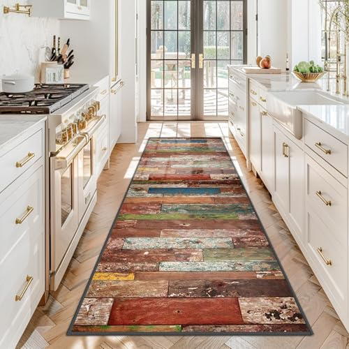 40 x 160 cm Küchen Teppiche Läufer Teppich für Flur Lang Küchenteppich Waschbar Rutschfest Vintage Teppichläufer Flur Schmutzfangmatte Küchenteppich Läufer für Entryway Bettvorleger Schlafzimmer