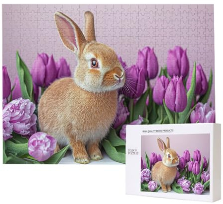 Puzzle 1500 Teile Erwachsene Tulpen Kaninchen, Impossible Klassische Jigsaw Puzzles 87 x 57cm, Geschicklichkeitsspiel für die ganze Familie, Puzzle farbenfrohes Legespiel Home Dekoration Geschenk k982
