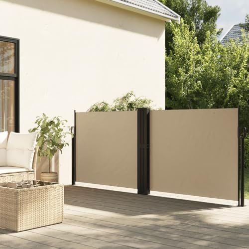 Toldo lateral extensible beige 100 x 600 cm para balcón, terraza, jardín