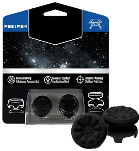 Black Thumbsticks for PS 4 and PS 5 - Performance Enhancing Controller Grips with High-Rise and Mid-Rise Design for Ultimate Gaming Comfort and Precision