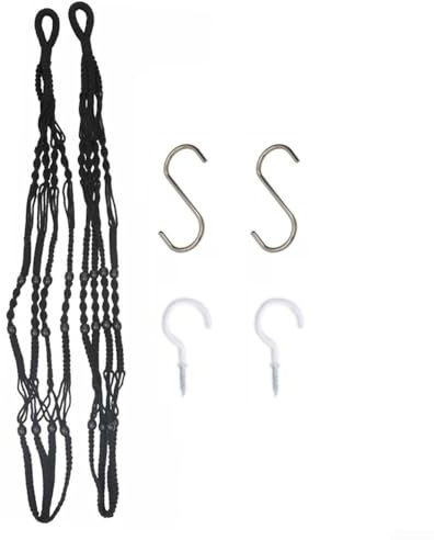Colgador colgante de macramé para plantas, paquete de 2, elegante soporte de cuerda para macetas para el hogar y el jardín, instalación conveniente con accesorios