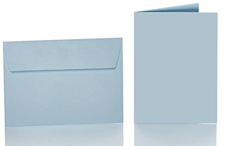 Paper24 25 Faltkarten blanko mit Umschlag 120x170 mm, Briefumschläge B6, Doppelkarten mit Umschlag sind ideal für Geburtstag in Hellblau