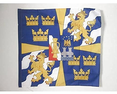 AZ FLAG Flagge Königliche Standarte von Schweden 90x90 cm Hohlsaum | Für innen und außen Schwedische dekorative Flagge Sveriges kungliga standar doppelte Nähte und verstärkte Kanten