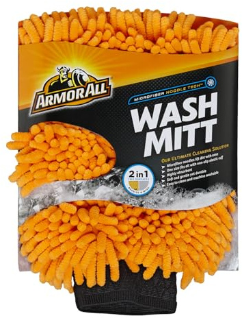 Armor All Microfiber Car Wash Mitt by Armor All, Noodle Tech Car Wash Glove for Clean Cars, Trucks, Motorcycles, 1 Each