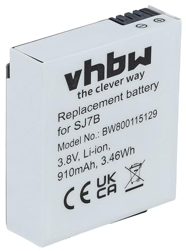 vhbw batteria compatibile con Sjcam SJ7 Star videocamera camcorder (910mAh, 3,8V, Li-Ion)