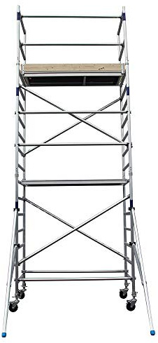 ALX AS-2- Rollgerüst - Aluminium - Baugerüst - Klappgerüst - Malergerüst - Arbeitsgerüst - Fahrbar - 6.3m Arbeitshöhe - Für den fortgeschrittenen Heimarbeiter oder Selbstständigen