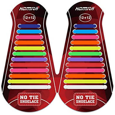 HOMAR Cordones de Silicona Multicolores Impermeable Cordones de Zapatos para Niños y Adultos Cordones Elásticos de Goma para Zapatillas Deporte