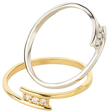 Ardeo Aurum Damenring aus 375 Gold Weißgold mit 0,06 ct Diamant Brillant 3-Steine-Ring Verlobungsring