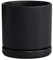 D'vine Dev Keramik-Pflanztopf mit Ablaufloch und Untersetzer, Indoor Zylinder runder Übertopf Topf, 15,2 cm, schwarz, 94-O-S-2