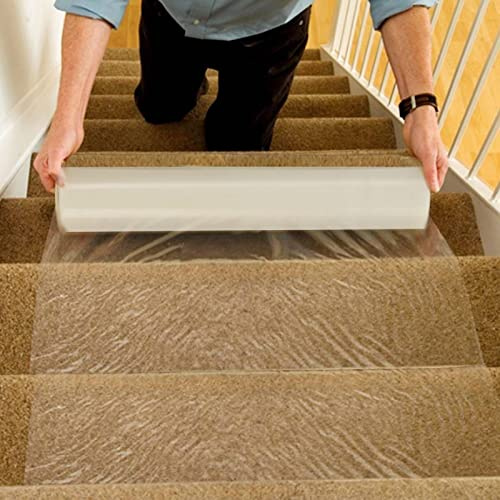 Queiting Carpet Protector Roll 60cmx100m Floor Protector Film Self Adhesive Clear Carpet Protection Film Protect Carpet for Paint for Surface Dust Water Resistant